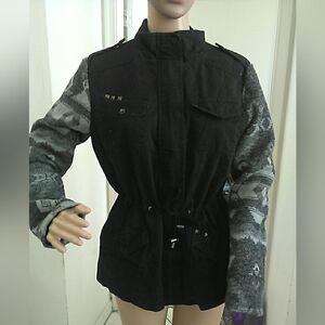 VINTAGE I.B. DIFFUSION  Black & Gray Women's Jacket INNER QUILT EXC.COND MED